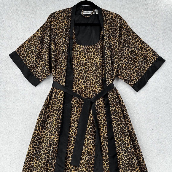 Contessa di Roma Nightgown Chemise Robe Set Womens SMALL Leopard Cheetah Print - Picture 8 of 15